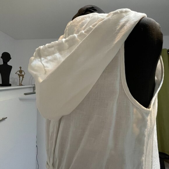 White linen and cotton dress BLU No. 9. Medium size. - Picture 11 of 14